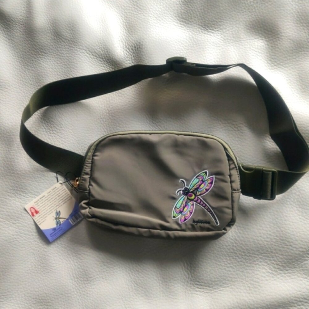 Belt Bag with 'Dragonfly' embroidered design by Angela Kimble, Coast Salish